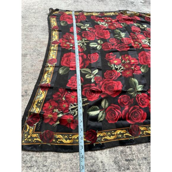 Vintage Linda Allard Ellen Tracy Silk Square Scarf Red Color 35x35” Excellent - Picture 4 of 5